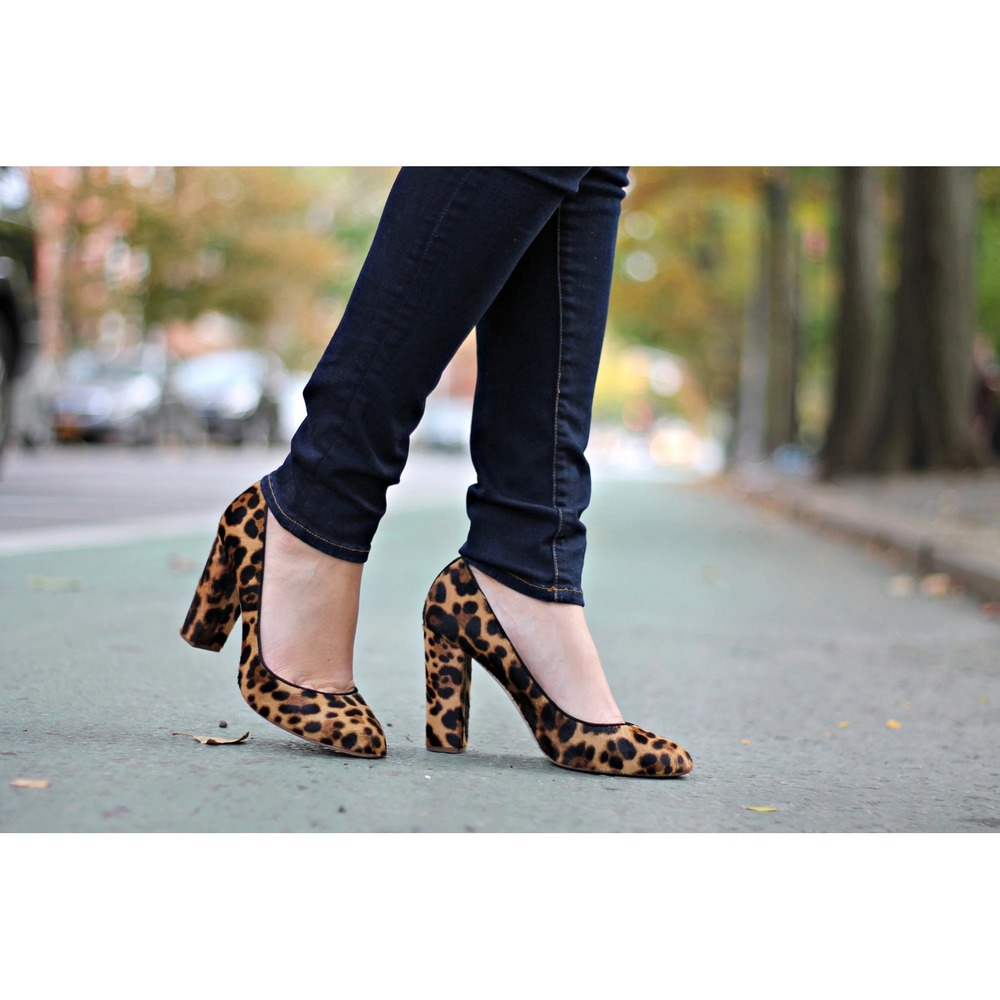 J.Crew Collection Etta Pumps Size 9 Brown Black Leopard Calf Hair Block Heel